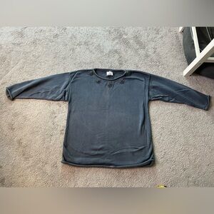 Vintage Oversized Blue Sweater with Floral Detail